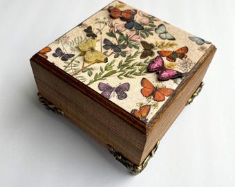 Personalized Butterfly Jewelry Box, Velvet Lined Trinket Organizer, Mother's Day Gift