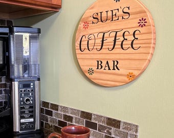 Personalized Coffee Sign, Coffee bar, Custom, Cafe Art, Kitchen Decor, Housewarming
