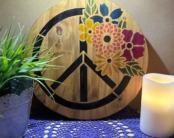 Peace Sign Wall Hanging Wooden Decor, Peacefulness Signs, Peaceful Signs