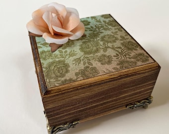 Vintage Style Jewelry Box, Velvet Lined Trinket Organizer, Mother's Day Gift