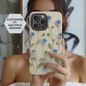 Wildflower Cottagecore Phone Case Blue Floral Phone Case Forget Me Not Phone Cases for iPhone 16 15 14 13 12 11 Pro Max Plus Samsung S24 S23