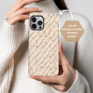 Custom Mom&#39;s Kids Phone Case Gift Personalized Mama&#39;s Kids Names Phone Cases For iPhone 16 15 14 13 12 11 Pro Max Plus, Samsung S25 S24 S23