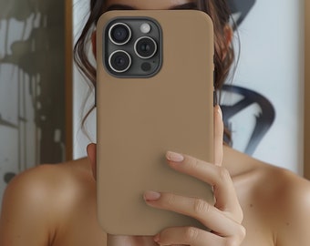 Soft Cocoa Brown Phone Case, Dual Layer Protection