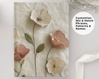 Personalized Floral Journal: Faux Embroidery Wildflower Notebook