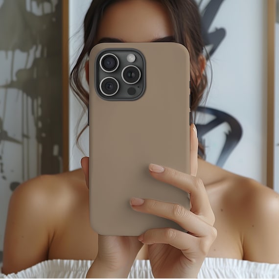 Soft Mocha Brown Phone Case, Solid Color Phone Case Gift, Bohemian Neutral Phone Case For iPhone 16 15 14 13 12 11 Pro Max, Samsung S25 S24