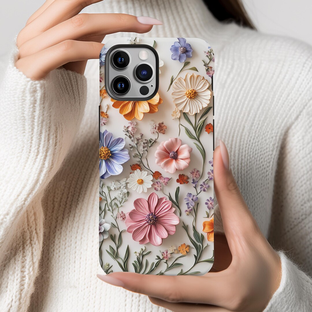 Spring Loaded Phone Case Wildflower Phone Case, 3D Texture Floral Print, Spring Boho Cover - Etsy