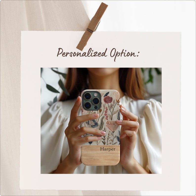 Embrace the beauty of nature with our Retro Floral Faux Embroidery Phone Case.  Designed with nature in mind, this bohemian flowers phone case features a flat surface print of flowers on a vintage look background