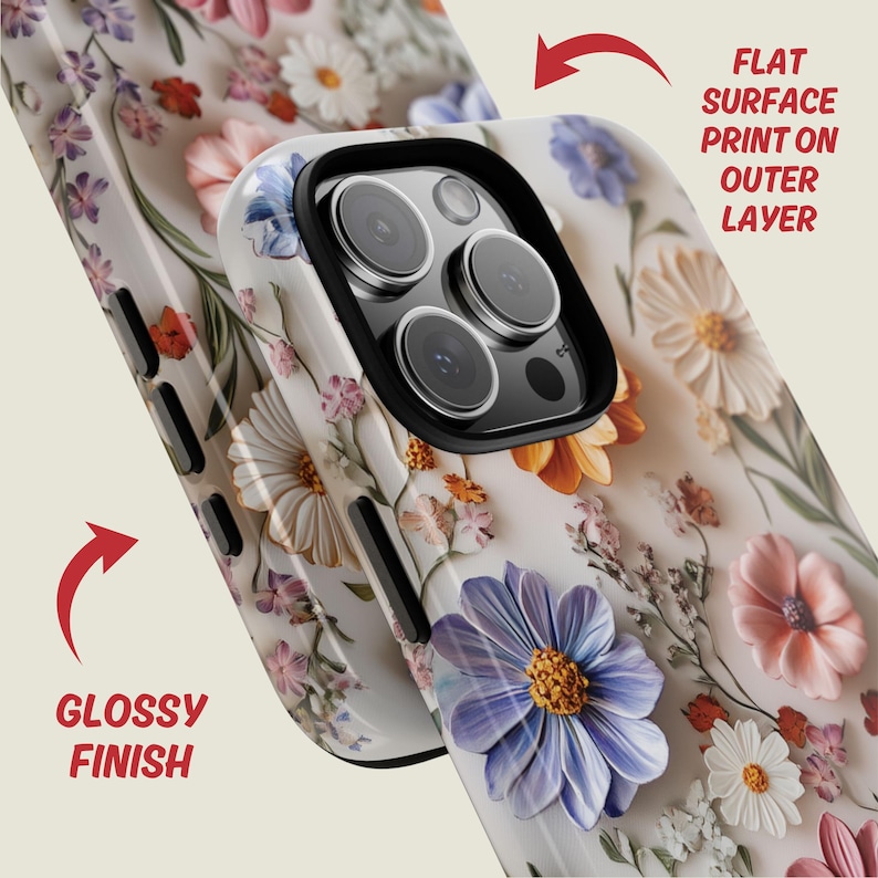 Phone Case Pattern Spring Wildflower Phone Case, 3D Texture Floral Print, Spring Boho Cover - Etsy