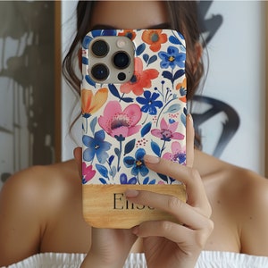 Personalized Wildflower Phone Case,  Boho Floral Phone Case, Cottagecore Phone Case for iPhone 15, 14, 13, 12, 11, Pro, Max, Plus, X and XS
