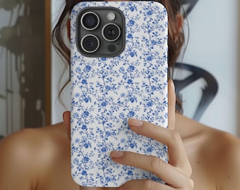 Chinoiserie Floral Phone Case, Blue Spring Design