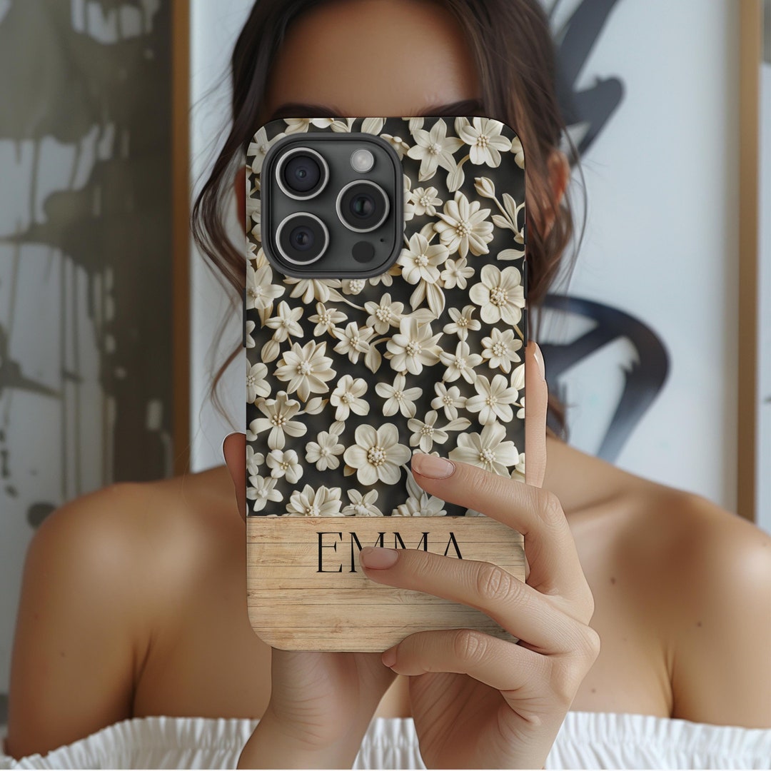 3D Look Boho Phone Case Personalized Floral Cottagecore Phone Case Gift