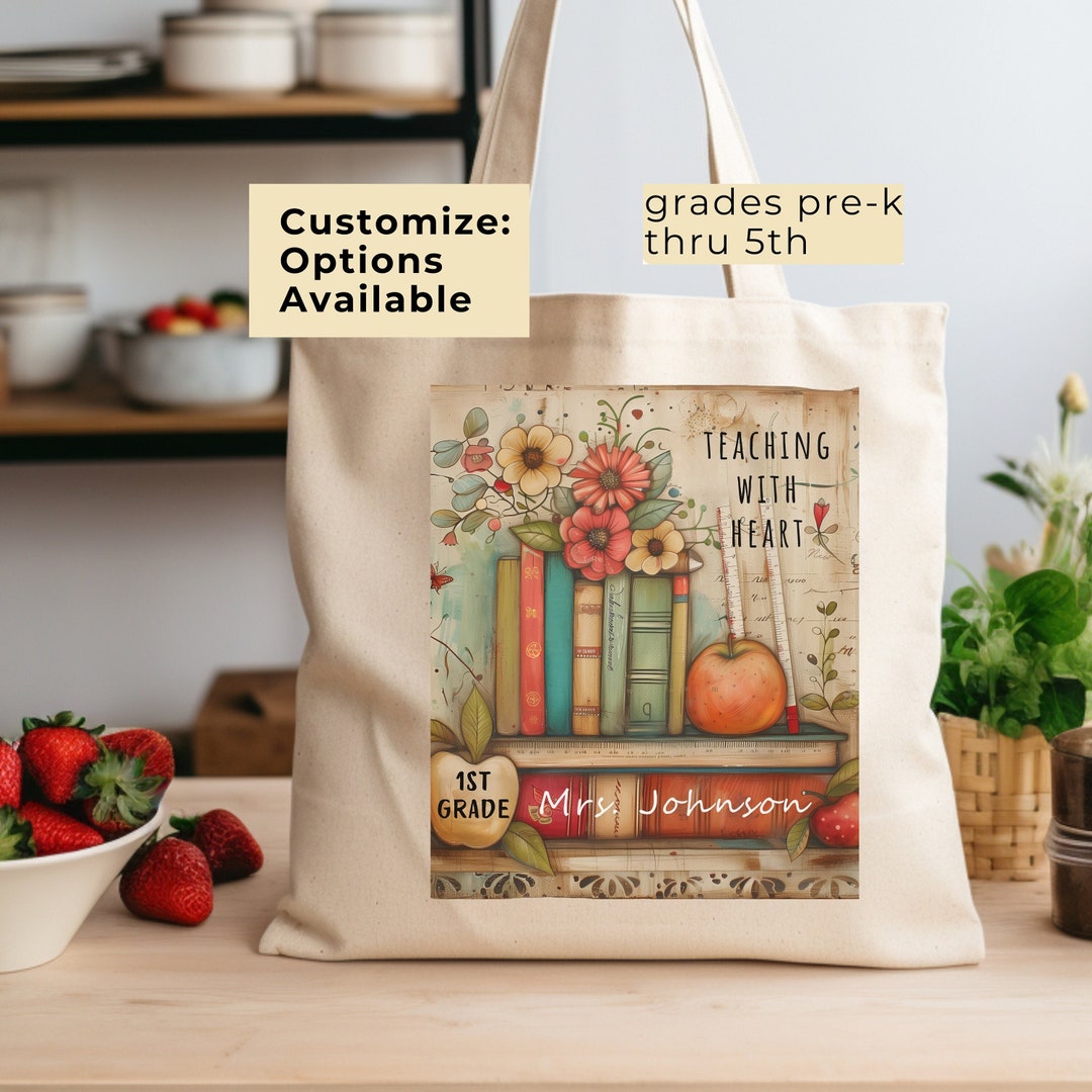 Custom Teacher Appreciation Gift Tote Bag Canvas Personalized Teacher ...