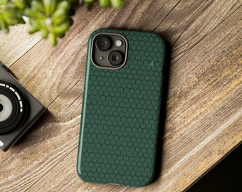 Monochrome Hexagon Tough Phone Case with Initial
