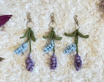 Crochet Lavender Keychain • Handmade Floral Bag Charm