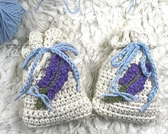 Crocheted Lavender Sachet | 100% Cotton Drawer Freshener, Car Air Freshener Bag