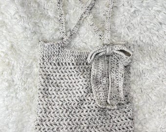 Crochet Mesh Tote Bag with Bow | Farmers Market Bag | Aesthetic Book Tote | Handmade Cotton Shoulder Bag | Gift for Reader | Boho Tote