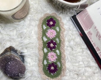 Romantic Garden Floral Bookmark · Maroon and Pink Bookmark · Boho Cottagecore Gift for Readers