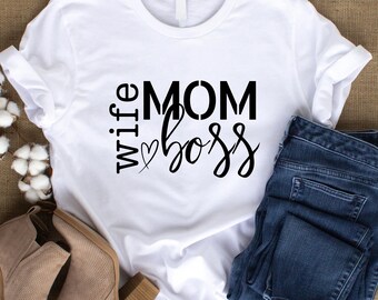 Mom Svg, Mom Wife Boss ~ SVG Cutting File EPS - Etsy