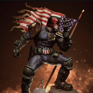 judge dredd figure – 2000ad fan art painted statue gift – premium comic collectible