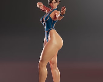 Figura di Chun-Li – fan art ispirata a Street Fighter, stampata in 3D, dipinta, da collezione, regalo