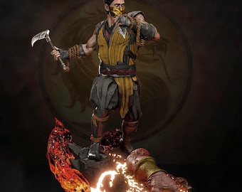 Statuette Mortal Kombat Scorpion en résine à l'échelle 1/6 – Kit peint ou non peint à la main