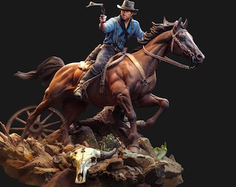 Figurine Arthur Gunslinger - Statue de cow-boy - Kit peint/non peint à la main - Fan art de collection
