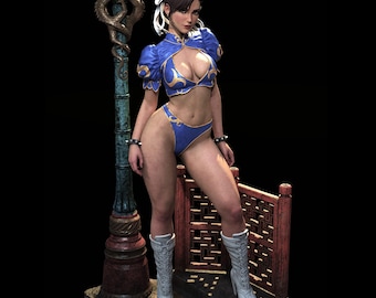 Figurine Chun-Li – Peinte à la main | Statue de collection Street Fighter | Sculpture faite main