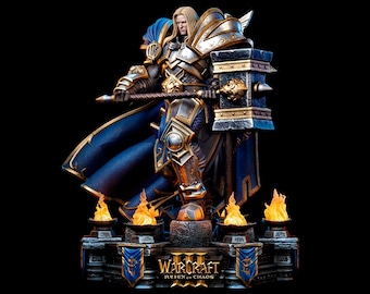 Figurine d'Arthas Menethil – Peinte à la main | Statue de collection du roi-liche World of Warcraft | Sculpture faite main
