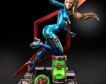 Figurine de Samus Aran - Statue inspirée de Metroid - Objet de jeu peint à la main - Échelle 1/6