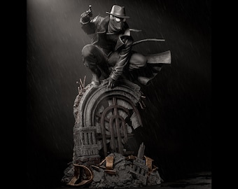 Figurine Spider-Noir en résine - Kit peint à la main ou non peint, statue de détective Noir