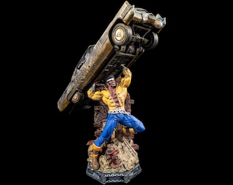 Fan Art de Luke Cage à l'échelle 1/6 - Peint à la main | Statue de héros de rue Marvel Power Man | Sculpture faite main