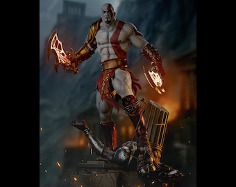 Figurine fan art de Kratos - Statue en résine peinte à la main, objet de collection God of War (kit non peint disponible)