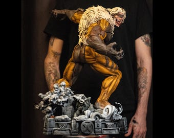 en résine dents de sabre – Kit peint et non peint à la main | X-Men Villain à collectionner | Sculpture d'artiste faite main