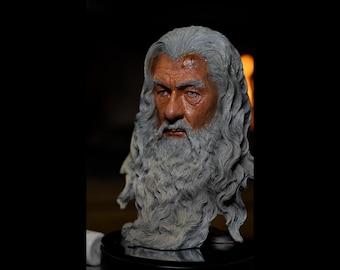 Buste de Gandalf LOTR, décor de présentoir de collection peint à la main, cadeau en polystone