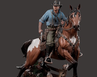 Figurine Arthur Gunslinger - Statue de cow-boy - Kit peint/non peint à la main - Fan art de collection