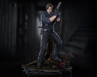 Figurine de Leon S. Kennedy - Statue de fan de Resident Evil, impression 3D, objet de collection (peint/non peint)