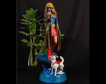 Flying Superheroine Statue – Comic Style Fan Art Collectible Figure