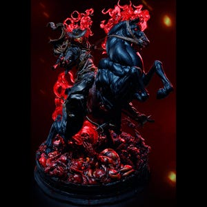 Carter Slade Skelettryttare Staty – Handmålad Dark Fantasy Western Samlarfigur i Resin