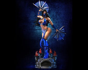 Statuetta in resina di Kitana – Kit dipinto a mano e non dipinto / Statua da collezione di Mortal Kombat / Scultura realizzata a mano