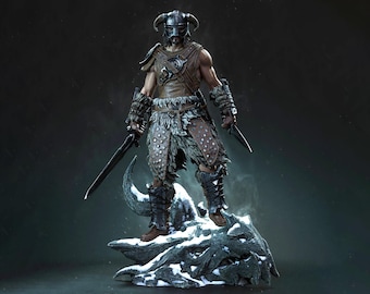 Figurine d'enfant de dragon - Statue de Dovahkiin - Peint à la main ou non - Kit de collection Skyrim imprimé en résine 3D