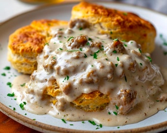 Delicious Homemade Sausage Gravy with Biscuits RECIPE-INSTANT DOWNLOAD