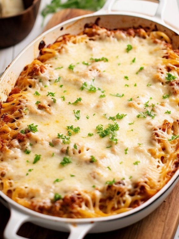 Creamy Million Dollar Spaghetti Bake Recipe-instant Download
