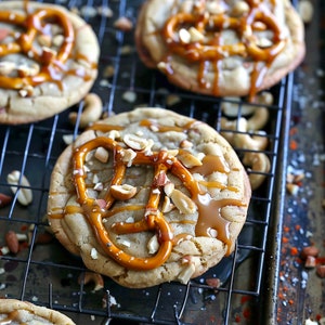 Salted Caramel Peanut Pretzel Cookies Recipe-INSTANT DOWNLOAD
