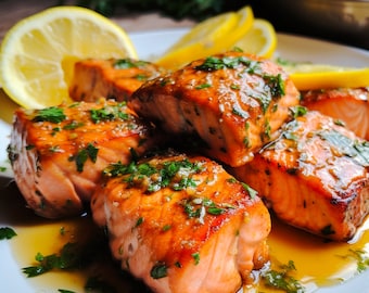 Savory Lemon Butter Salmon Bites Recipe-Instant Download