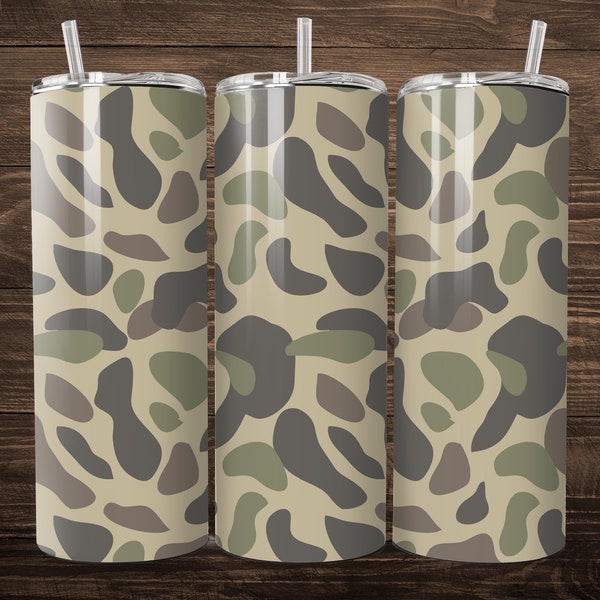 Old School Camo 20 oz Skinny Tumbler Sublimation Wrap // Digital Download PNG // Digital File // Camo Tumbler