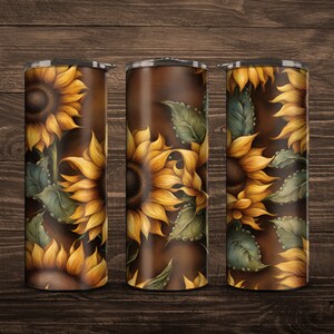 Sunflower 20 oz Skinny Tumbler Sublimation Wrap // Digital Download PNG // Digital File // Western Floral Tumbler