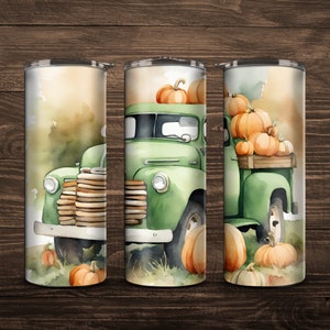 Vintage Fall Truck 20 oz Skinny Tumbler Sublimation Wrap // Digital Download PNG // Digital File // Fall Tumbler