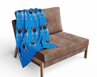 Pug Blanket, Dog Blanket, Comfy Warm Blanket, Gift for her, gift for him, Arctic Fleece Blanket