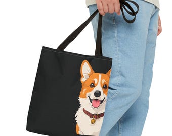 Corgi Tote Bag - Cute Dog Design, Animal Lovers Gift, Reusable Shopping Bag, Pet Owner Accessory, School Tote, Grocery Bag, Beach Tote