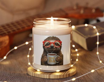 Sloth Candle, Funny Candle, Gift for her, Gift for him, Scented Soy Candle, 9oz